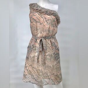 Abstract Chiffon One Shoulder Strap Party Dress